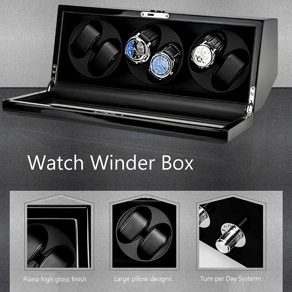 Piano Paint Automatic Watch Winder, 5 Roating Mode, Watch Pillow 55mm Watch Storage Box, Mute Motor, Transparent Window with Key (2 0)