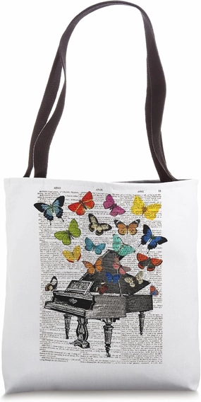 Piano Pianist Musician Butterfly Reading Book Tote Bag