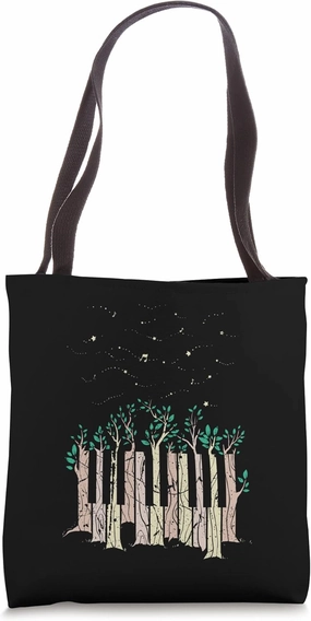 Piano Player Cool Pianist Loves Piano Trees Night Keyboard Tote Bag