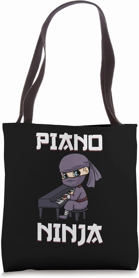 Piano Player Ninja Instrument Music Pianist Keyboard Tote Bag