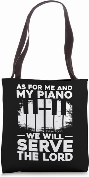Piano Teacher Pianist Faith Christian Cross Keyboard Vintage Tote Bag