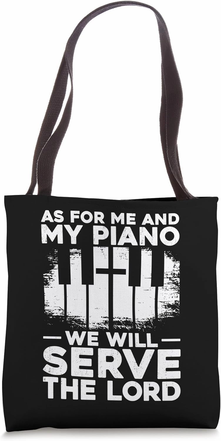 Piano Teacher Pianist Faith Christian Cross Keyboard Vintage Tote Bag