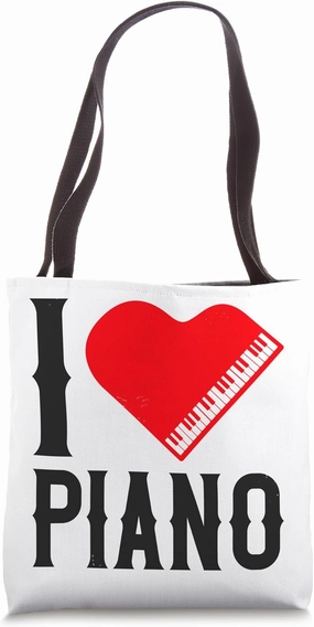 Piano Teacher Pianist Heart I Love Piano Tote Bag