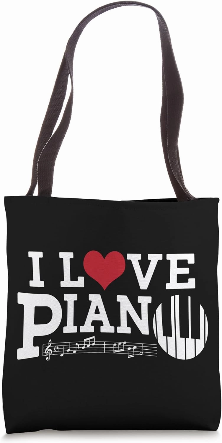 Piano Teacher Pianist Heart Keyboard Vintage I Love Piano I Tote Bag