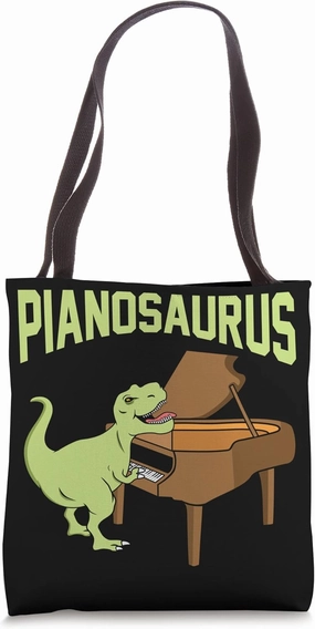 Pianosaurus Dinosaur Piano Music Player Musician Graphic Tote Bag