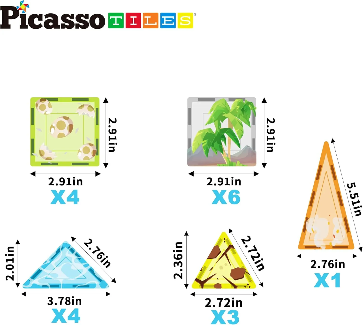 PicassoTiles Magnet Tile Building Blocks Dinosaur World Themed Playset with 8 Animal Character Action Figures Magnetic Tiles STEM Learning Pretend Play Toy Construction Set Boys Girls Ages 3  PTQ23