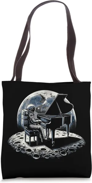 Playing Keyboard Piano Player Astronaut Art Space Fans Music Tote Bag