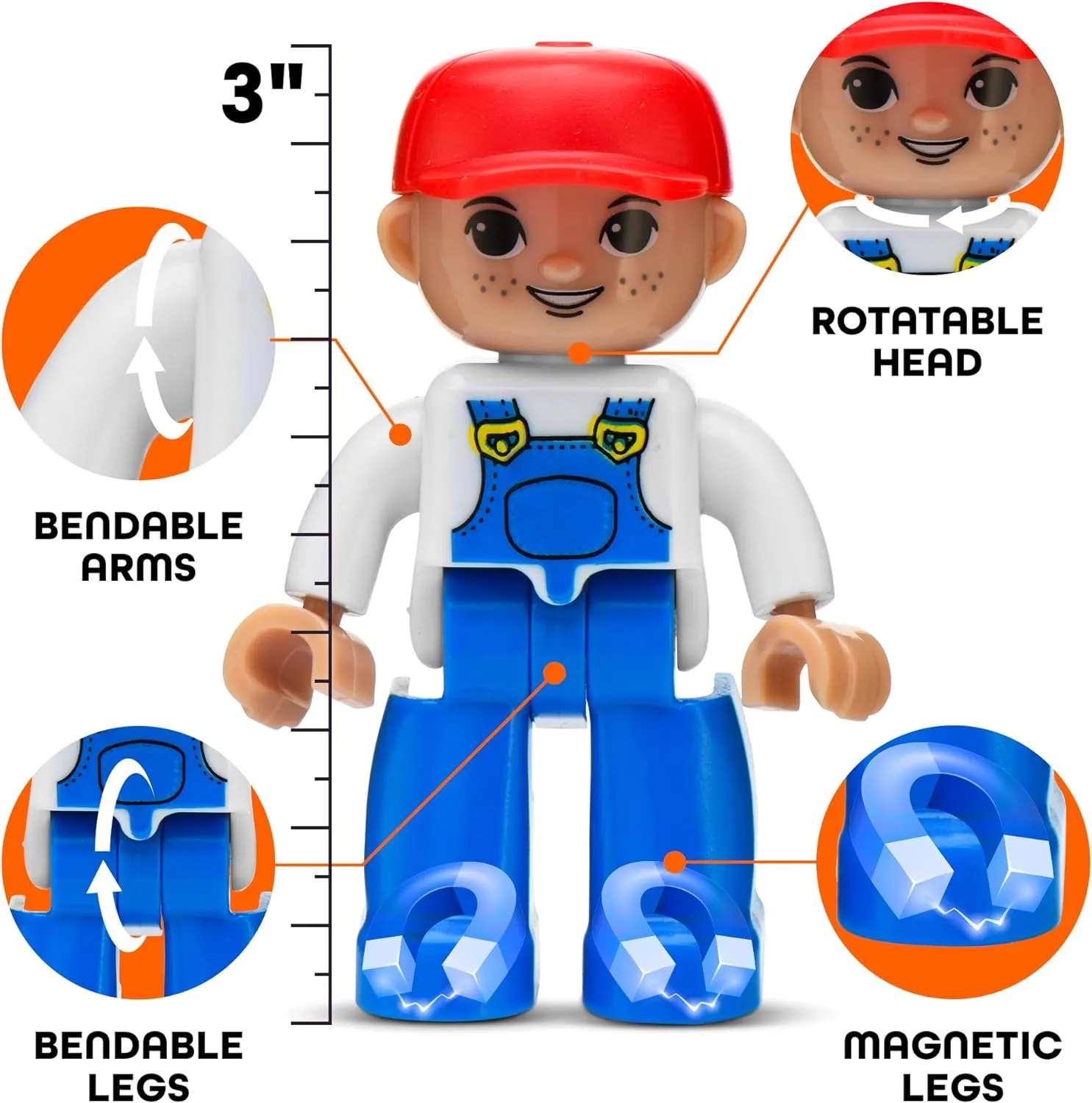Playmags Large Magnetic Figures Community Set of 15 Pieces – 3” Play People Perfect for Magnetic Toys Building Blocks - STEM Learning Toys for Kids – Magnet Tiles Expansion Accessories Pack