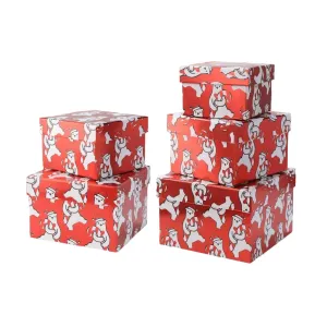 Polar Bear & Candy Canes Prints Christmas Nesting Gift Box, Set of 5