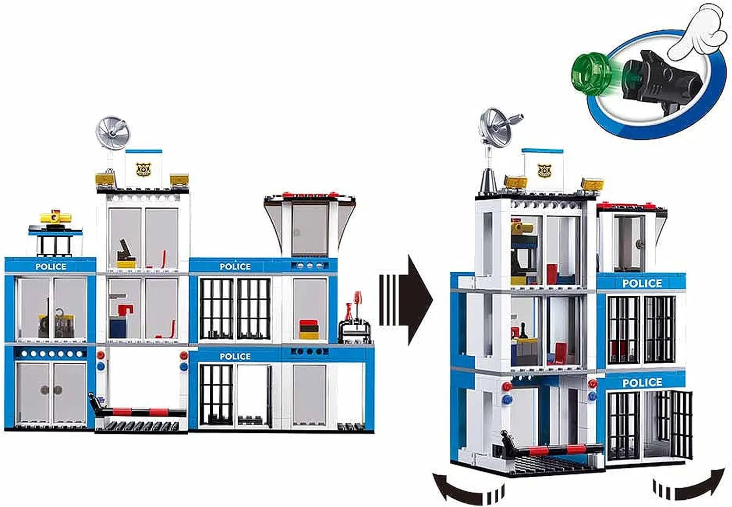 Police Station Toy Building Set,Bricks Kit with Van,Truck Toy,Helicopter,Prison,Police Station Jail,Police Chasing Criminals Game Block Toys.Compatible with Mainstream Blocks. (Police Station 606Pcs)