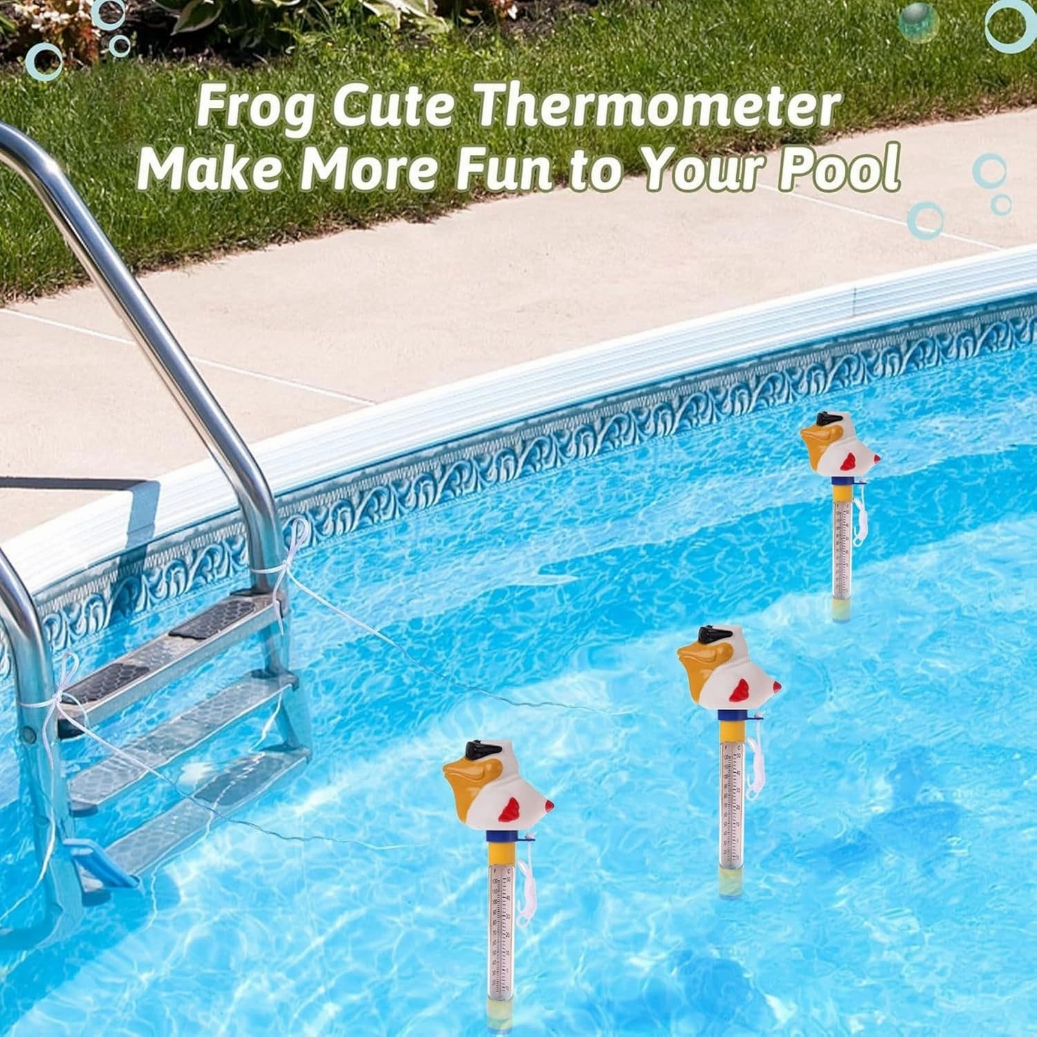 Pool Thermometer Floating,Large Size Easy to Read Water Temperature Thermometer,Funny Animal Pool Thermometer for Outdoor & Indoor Swimming Pools,Spas,Ice Bath,Hot Tub,Aquariums