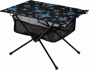 Portable Camping Table Blue Butterfly Black Outdoor Foldable Camp Tables for Outside, Camping, Hiking, Tailgating