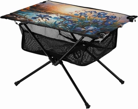 Portable Camping Table Blue Flowers by The Rive Outdoor Foldable Camp Tables for Outside, Camping, Hiking, Tailgating