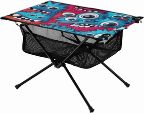 Portable Camping Table Cartoon Big Eyes Monster Outdoor Foldable Camp Tables for Outside, Camping, Hiking, Tailgating