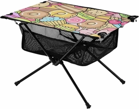 Portable Camping Table Doodle Sweet and Dessert Outdoor Foldable Camp Tables for Outside, Camping, Hiking, Tailgating