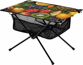 Portable Camping Table Fruit Orange Kiwi Pear Pattern Outdoor Foldable Camp Tables for Outside, Camping, Hiking, Tailgating