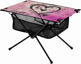 Portable Camping Table Hearts on Pink Outdoor Foldable Camp Tables for Outside, Camping, Hiking, Tailgating