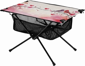 Portable Camping Table Love Hearts and Birds Couple Outdoor Foldable Camp Tables for Outside, Camping, Hiking, Tailgating