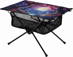 Portable Camping Table Starry Sky and Forest Outdoor Foldable Camp Tables for Outside, Camping, Hiking, Tailgating