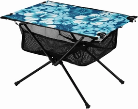 Portable Camping Table Surf Floral Hibiscus Pattern Outdoor Foldable Camp Tables for Outside, Camping, Hiking, Tailgating