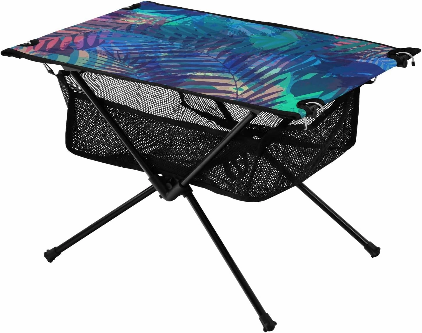 Portable Camping Table Tropical Pattern Palm Leaves Outdoor Foldable Camp Tables for Outside, Camping, Hiking, Tailgating