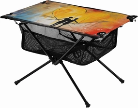 Portable Camping Table Valentine's Day Couple and Yellow Heart Outdoor Foldable Camp Tables for Outside, Camping, Hiking, Tailgating