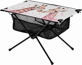 Portable Camping Table Valentine's Day Giraffe Couple Heart Outdoor Foldable Camp Tables for Outside, Camping, Hiking, Tailgating
