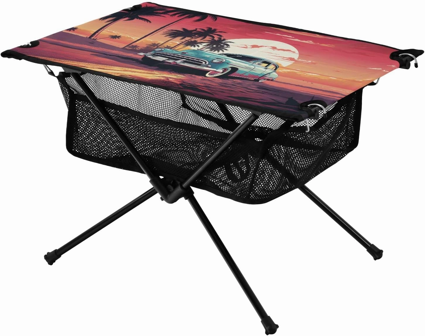 Portable Camping Table Vehicle Bus in Sunset Outdoor Foldable Camp Tables for Outside, Camping, Hiking, Tailgating