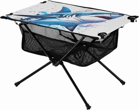 Portable Camping Table Watercolor Shark Print Outdoor Foldable Camp Tables for Outside, Camping, Hiking, Tailgating