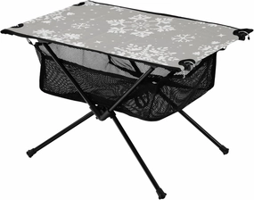 Portable Camping Table White Snowflakes Pattern Outdoor Foldable Camp Tables for Outside, Camping, Hiking, Tailgating