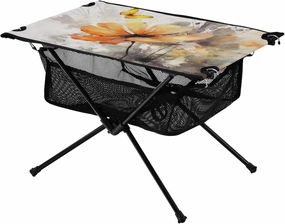 Portable Camping Table Yellow Flowers and Butterfly Outdoor Foldable Camp Tables for Outside, Camping, Hiking, Tailgating