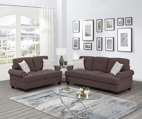 Poundex PDEX-F8835 Sofa Set, Dark Coffee