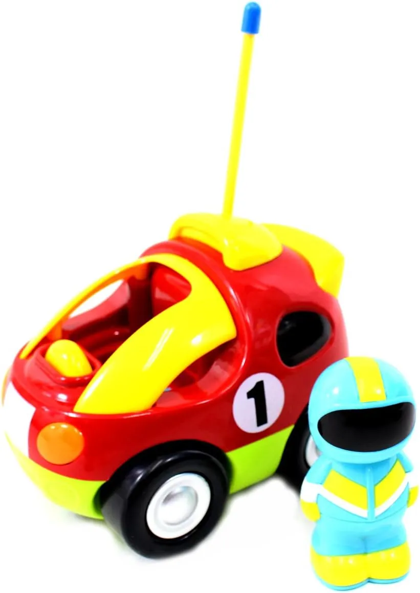PowerTRC Remote Control Cartoon Car for Kids | Cute and Fun RC Race Car with Lights and Music and A Detachable Driver