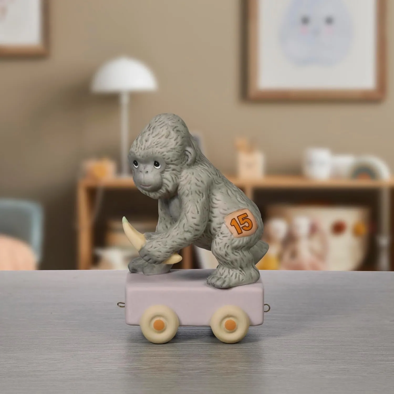 Precious Moments Birthday Train Gorilla, Age 15, It's Your Birthday Go Bananas, Birthday Gift for 15 Year Old Boys and Girls, Bisque Porcelain Figurine, 142035