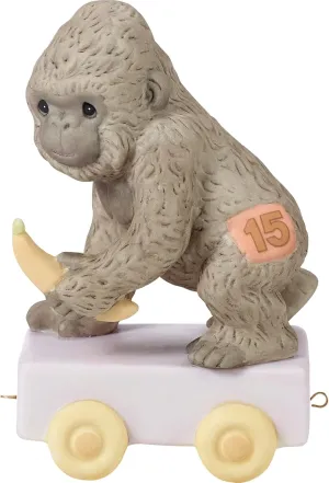 Precious Moments Birthday Train Gorilla, Age 15, It's Your Birthday Go Bananas, Birthday Gift for 15 Year Old Boys and Girls, Bisque Porcelain Figurine, 142035