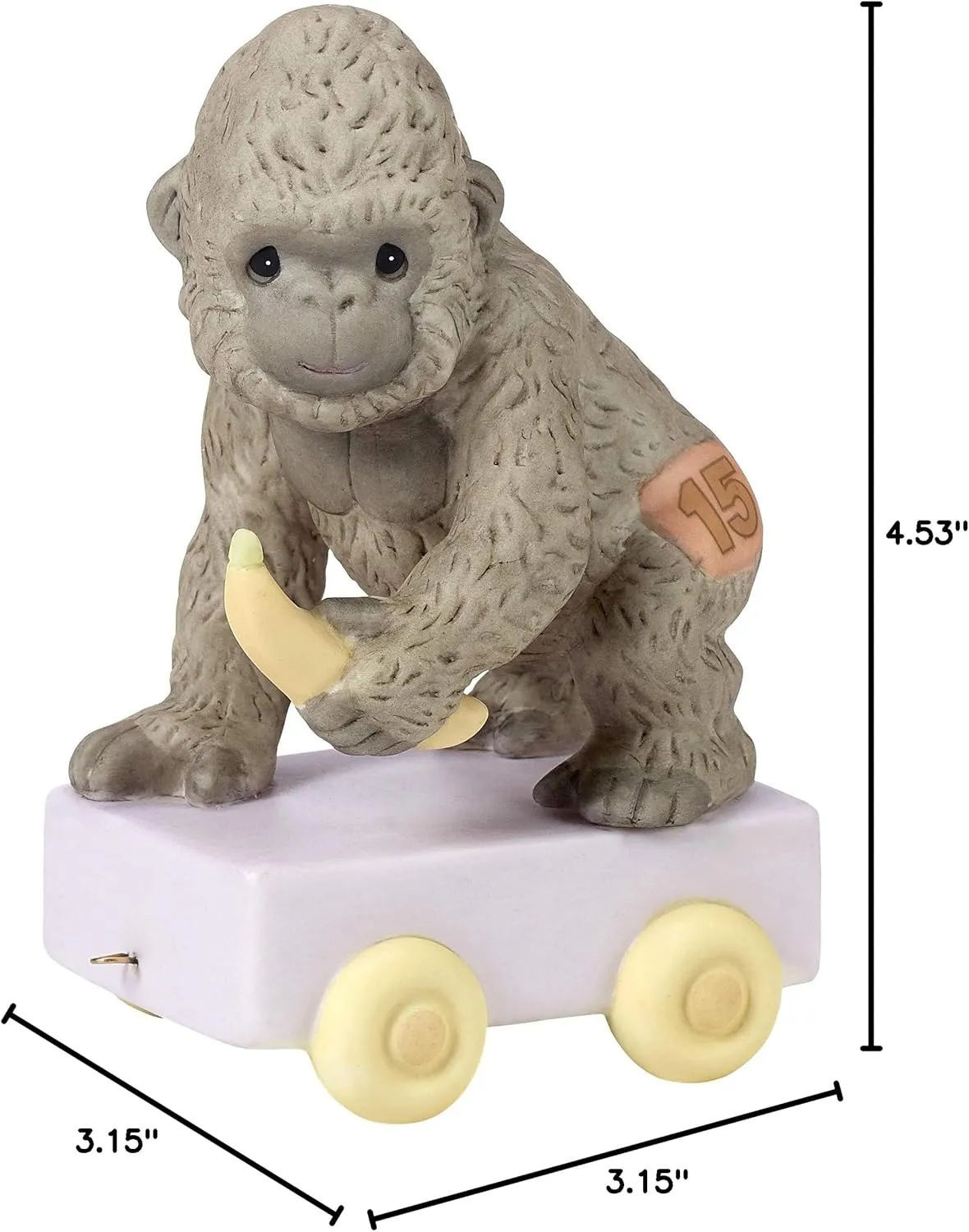 Precious Moments Birthday Train Gorilla, Age 15, It's Your Birthday Go Bananas, Birthday Gift for 15 Year Old Boys and Girls, Bisque Porcelain Figurine, 142035