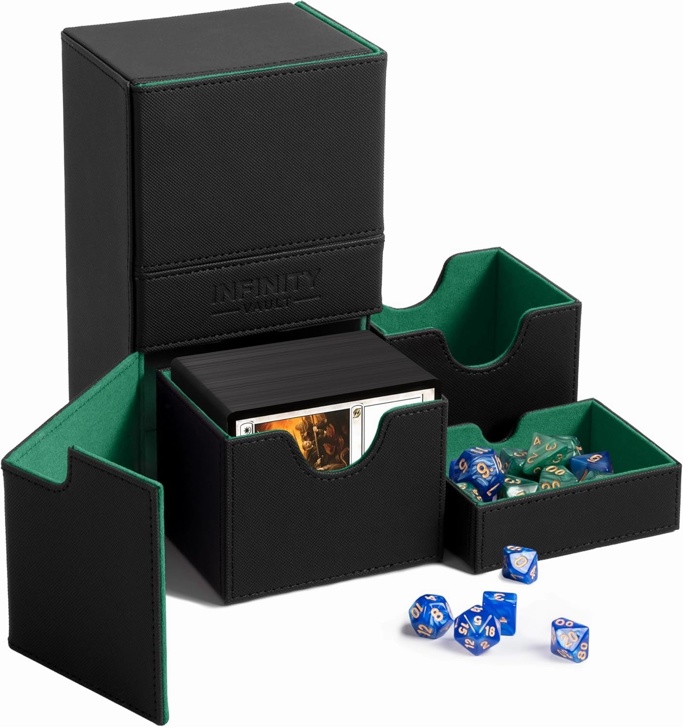 Premium Commander Deck Box – MTG Deck Box for 200  Double Sleeved Cards – Dual Sideloading Case with Dice Tray – TCG, Lorcana, Magic the Gathering Organizer