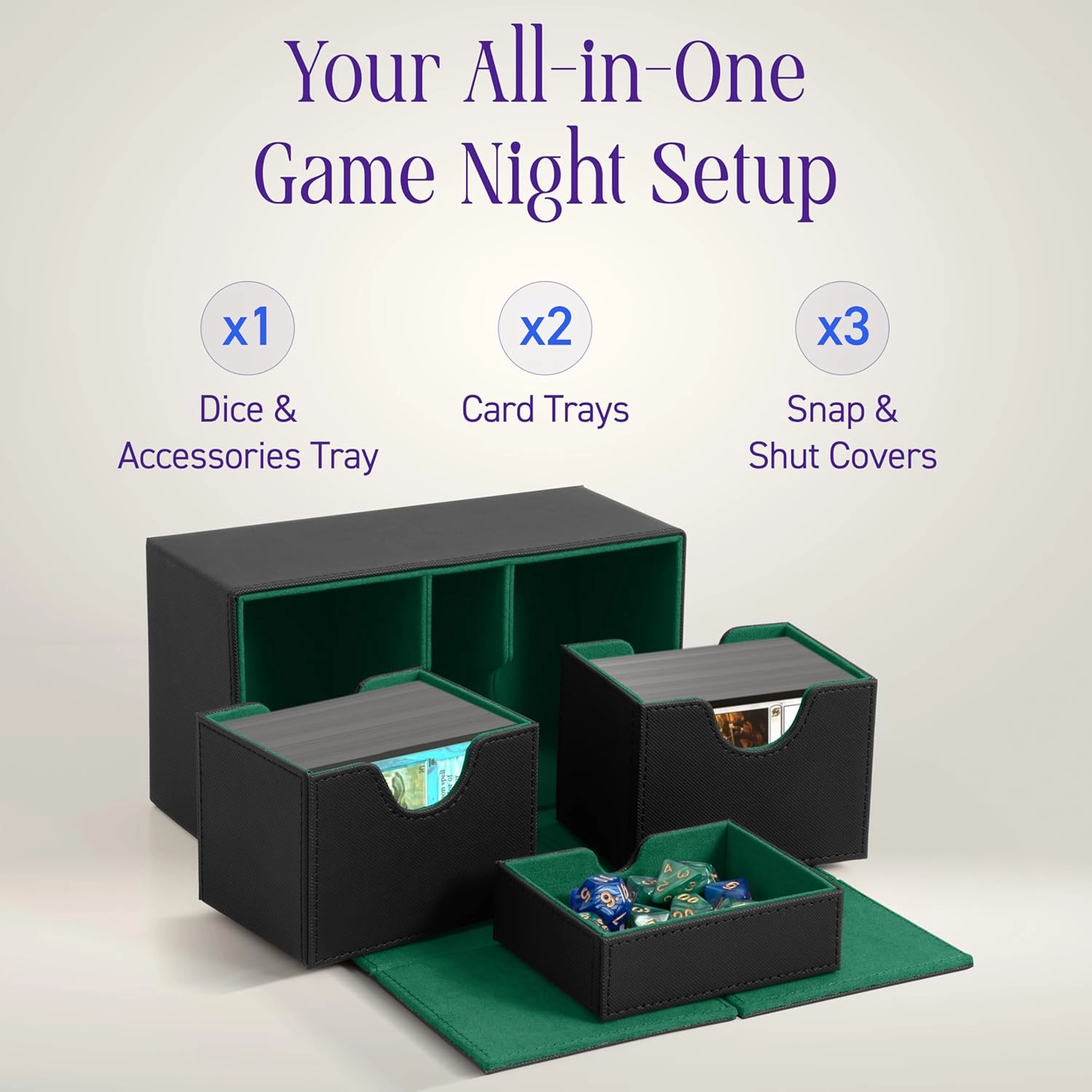 Premium Commander Deck Box – MTG Deck Box for 200  Double Sleeved Cards – Dual Sideloading Case with Dice Tray – TCG, Lorcana, Magic the Gathering Organizer