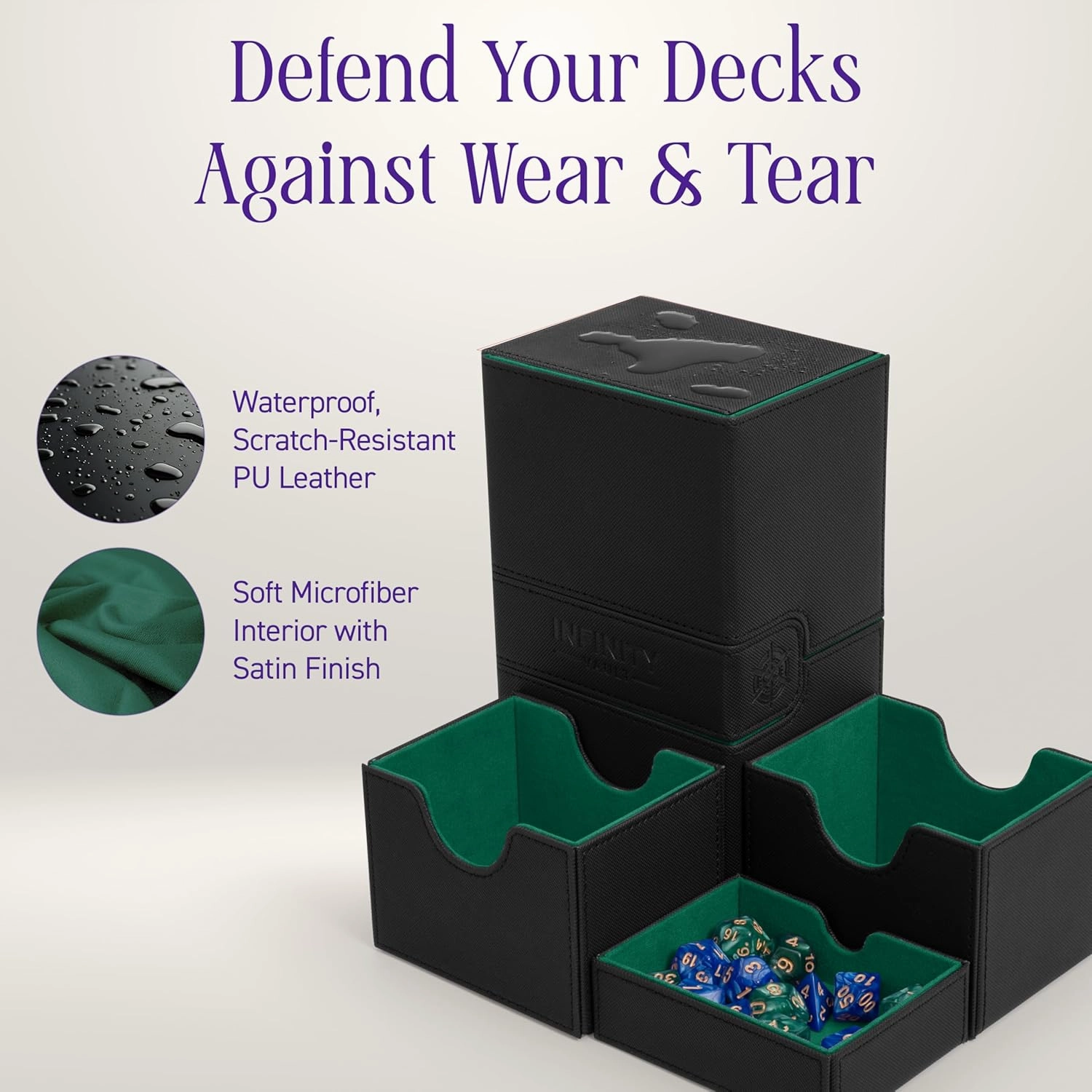 Premium Commander Deck Box – MTG Deck Box for 200  Double Sleeved Cards – Dual Sideloading Case with Dice Tray – TCG, Lorcana, Magic the Gathering Organizer