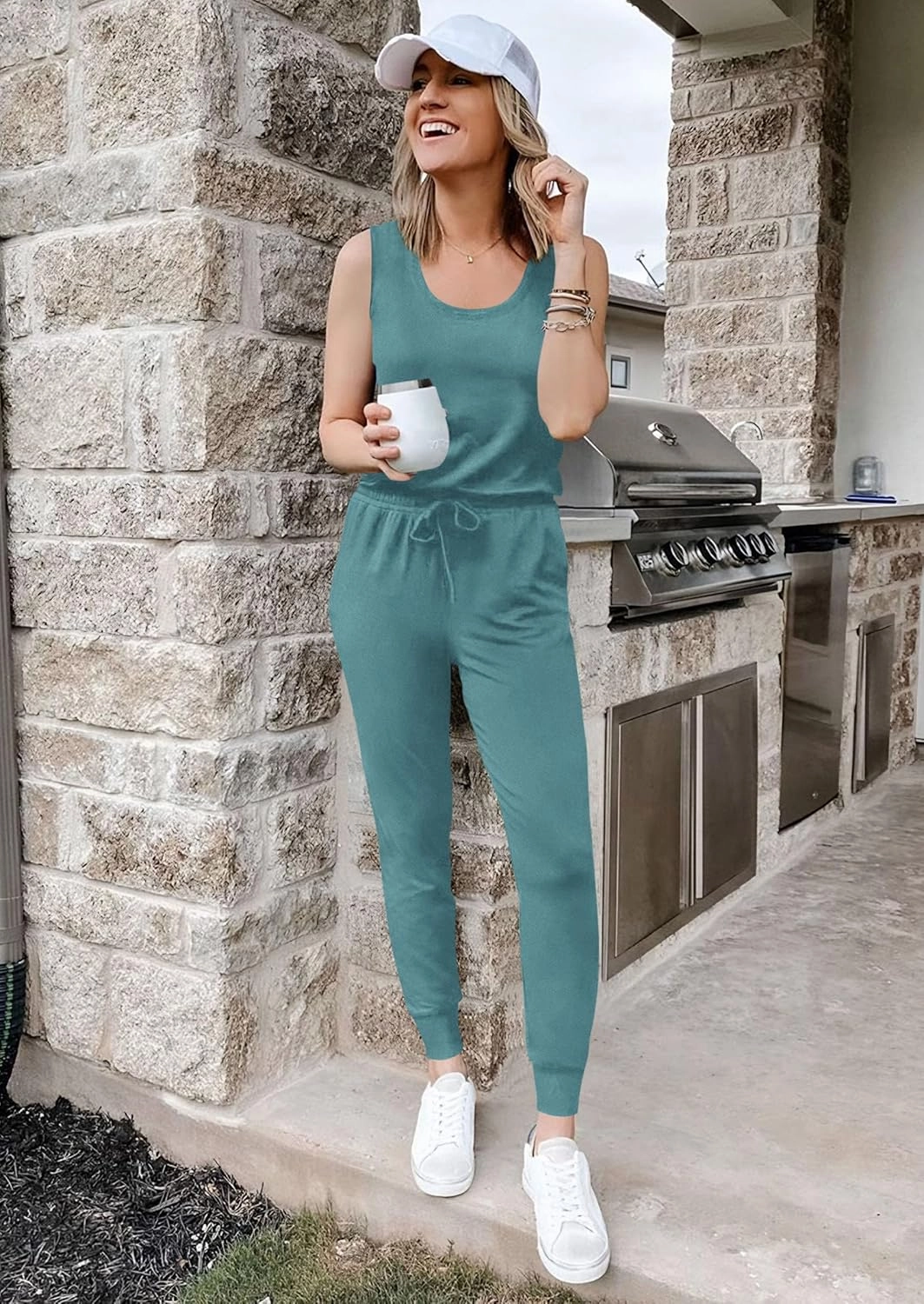 PRETTYGARDEN Women's Two Piece Outfit Sets Casual Summer Sleeveless Crewneck Tops and Sweatpants Active Tracksuit Lounge Wear
