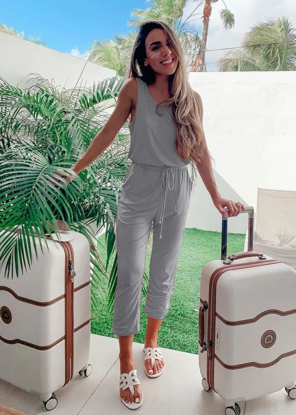 PRETTYGARDEN Women's Two Piece Outfit Sets Casual Summer Sleeveless Crewneck Tops and Sweatpants Active Tracksuit Lounge Wear