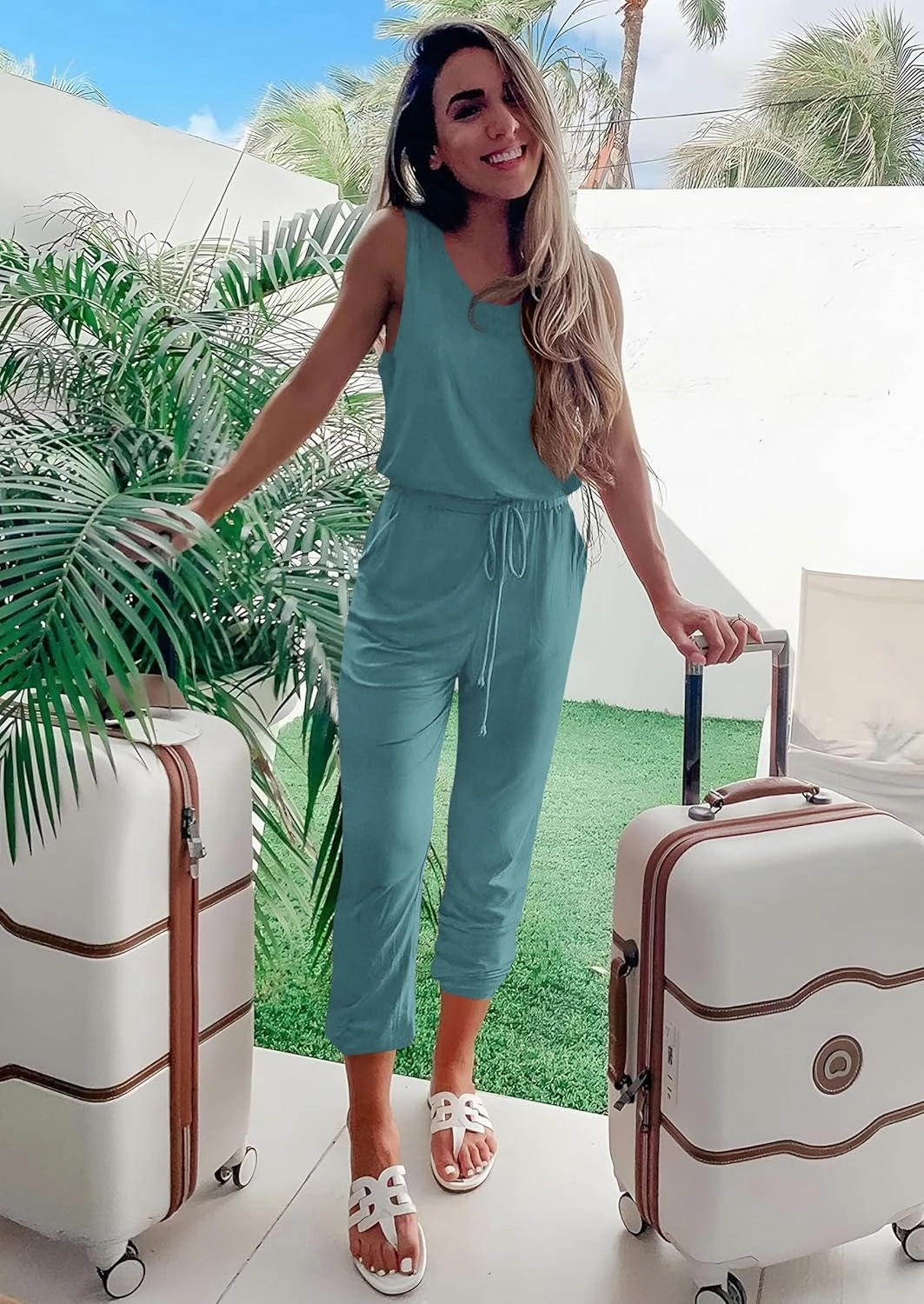 PRETTYGARDEN Women's Two Piece Outfit Sets Casual Summer Sleeveless Crewneck Tops and Sweatpants Active Tracksuit Lounge Wear