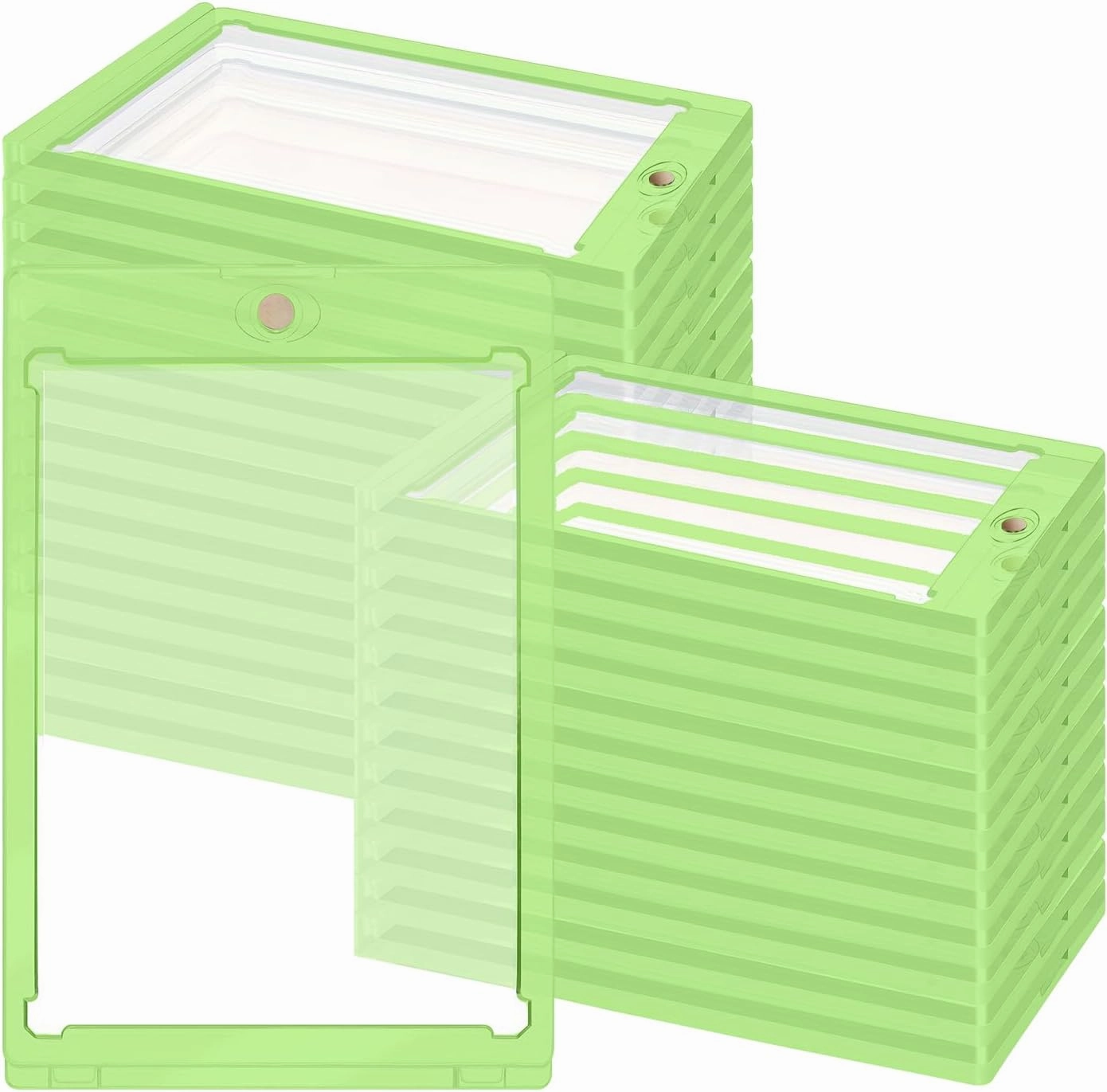 PVC Ultra Clear Pro 35 PT ONE-Touch Magnetic Trading Card Holder Suitable for Star Player Cards and Standard Size Cards.（1 Pack Contains 25 Pieces） (Green)