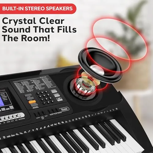 Pyle, Digital Musical Karaoke Portable Electronic Piano Includes Water-Resistant Case Bag Stool &amp; Keyboard Stand (61 Keys), Stadard (PKBRD6151PB)