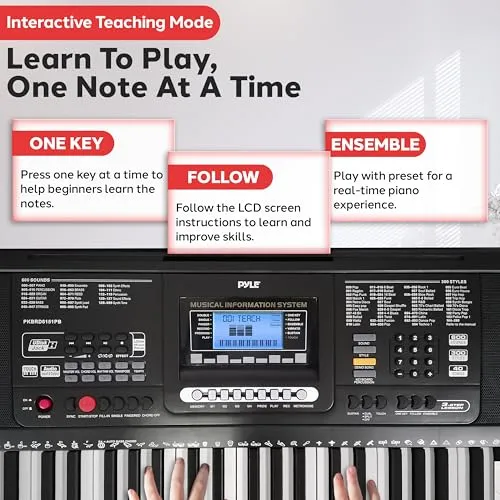 Pyle, Digital Musical Karaoke Portable Electronic Piano Includes Water-Resistant Case Bag Stool &amp; Keyboard Stand (61 Keys), Stadard (PKBRD6151PB)