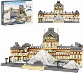 QLT QIAOLETONG Architecture Louvre Micro Building Blocks Set,3377 Pcs World Famous Architectural Paris Louvre Museum Model Micro Bricks Toys Gifts for Adult Kids
