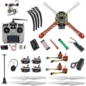 QWinOut 4-axle Aircraft Quadrocopter Helicopter RTF F450-V2 Frame GPS APM2.8 Aerial FPV PTZ AT10 TX Battery