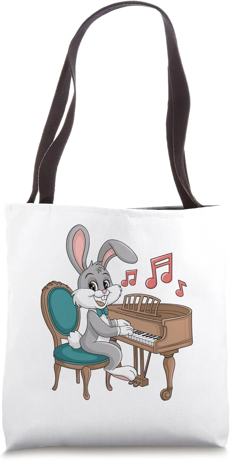 Rabbit Bunny Pianist Piano Player Pianists Tote Bag