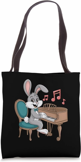 Rabbit Bunny Pianist Piano Player Pianists Tote Bag