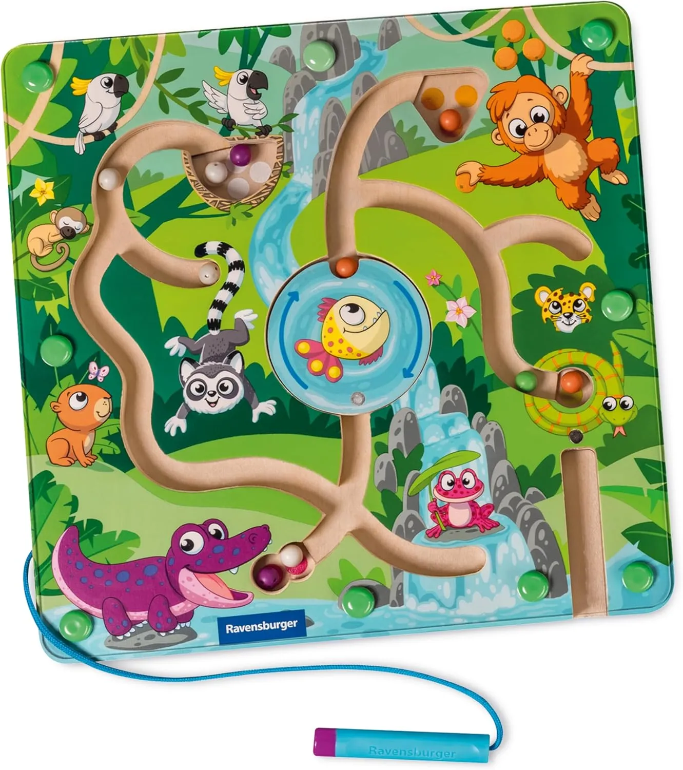 Ravensburger Play   34018 Wooden Magnetic Maze in The Jungle – Baby Toy from 18 Months – French Version